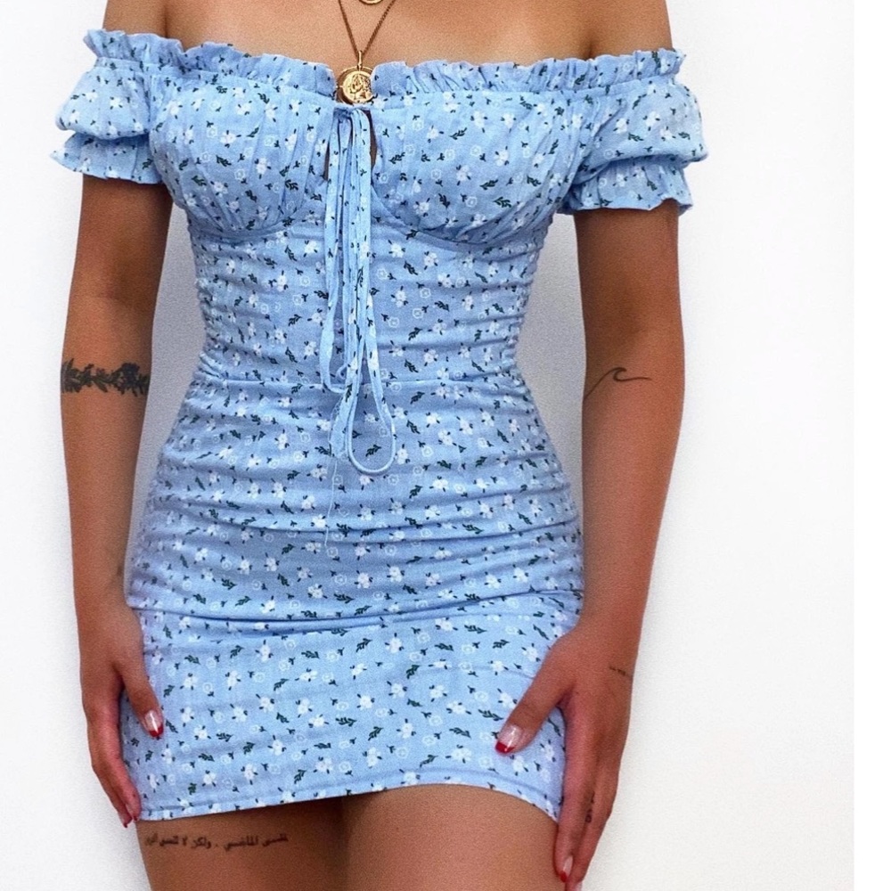 Kameli Boutique Leah Floral Mini Dress - Blue